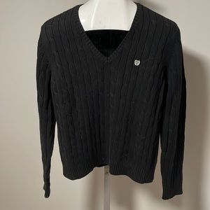 Chaps black ribbed v neck sweater